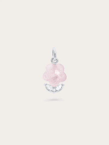 Puffy Flower Charm – Rose Quartz