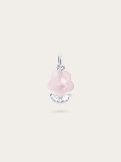 Puffy Flower Charm – Rose Quartz
