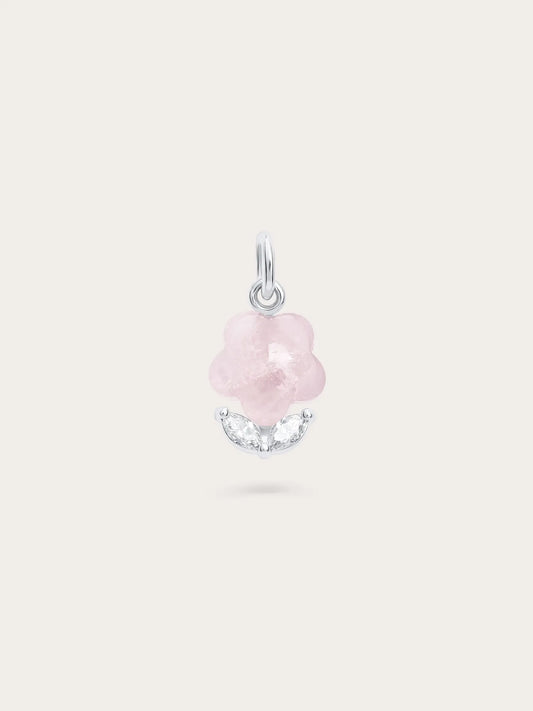 Puffy Flower Charm – Rose Quartz