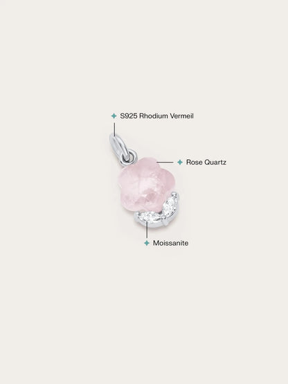 Puffy Flower Charm – Rose Quartz