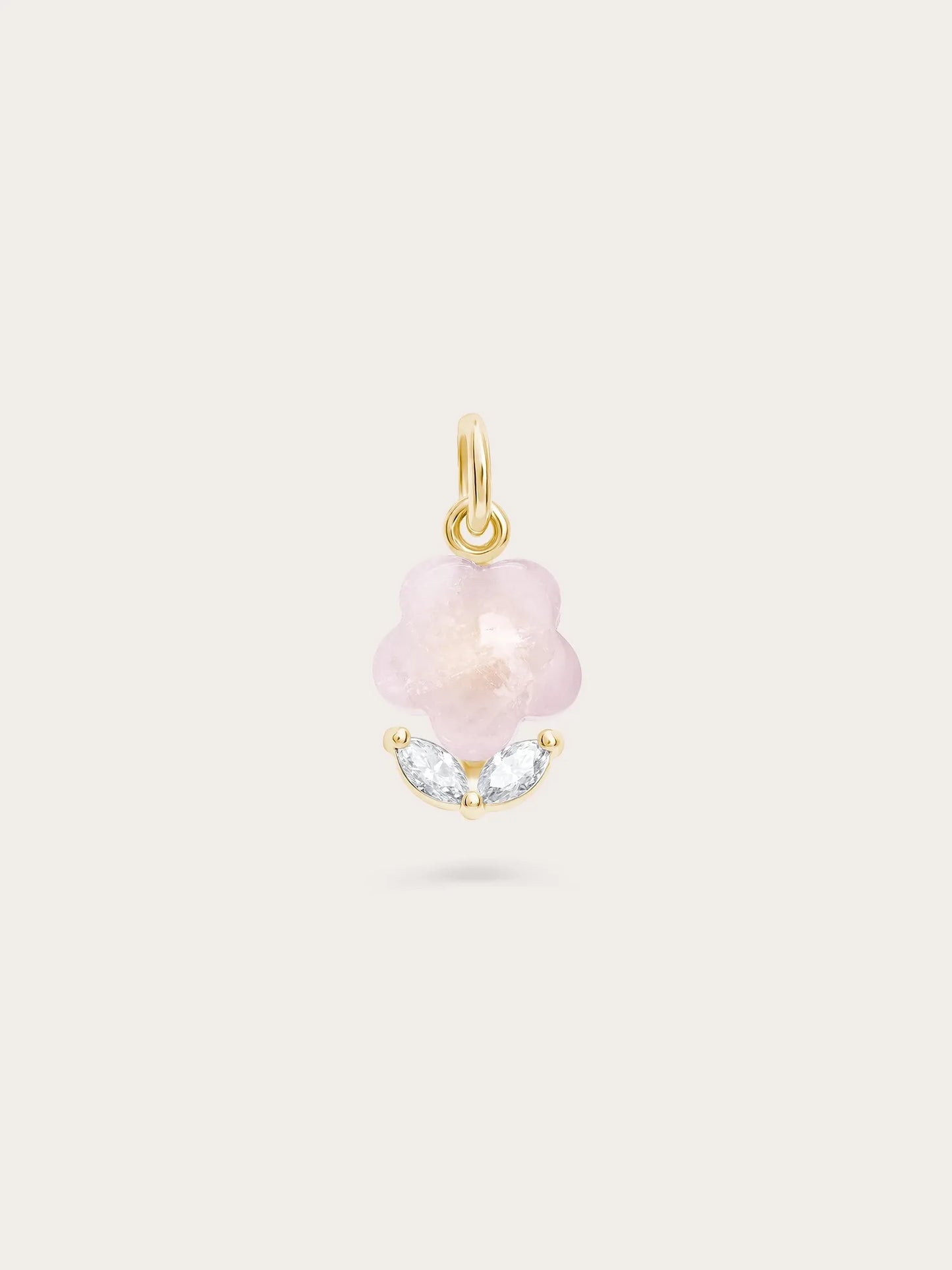 Puffy Flower Charm – Rose Quartz