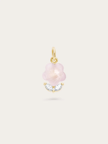 Puffy Flower Charm – Rose Quartz