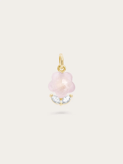 Puffy Flower Charm – Rose Quartz