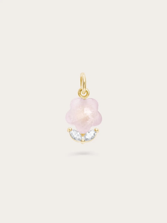 Puffy Flower Charm – Rose Quartz