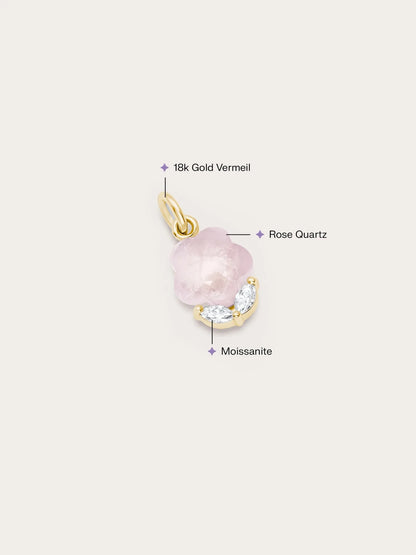 Puffy Flower Charm – Rose Quartz