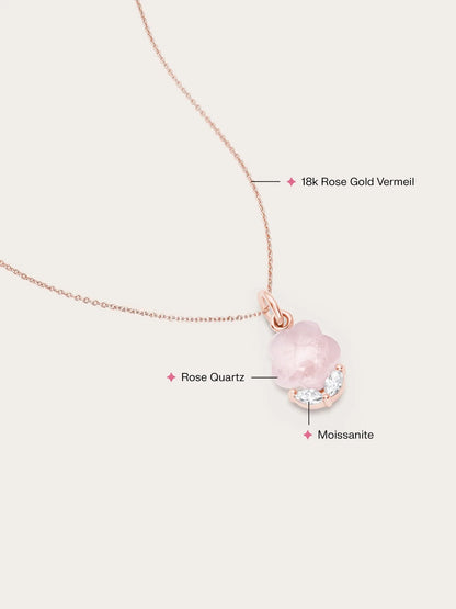 Puffy Flower Necklace – Rose Quartz