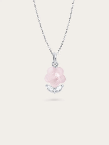Puffy Flower Necklace – Rose Quartz