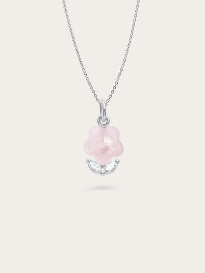 Puffy Flower Necklace – Rose Quartz