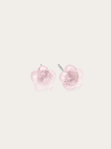 Puffy Flower Stud Earrings – Rose Quartz