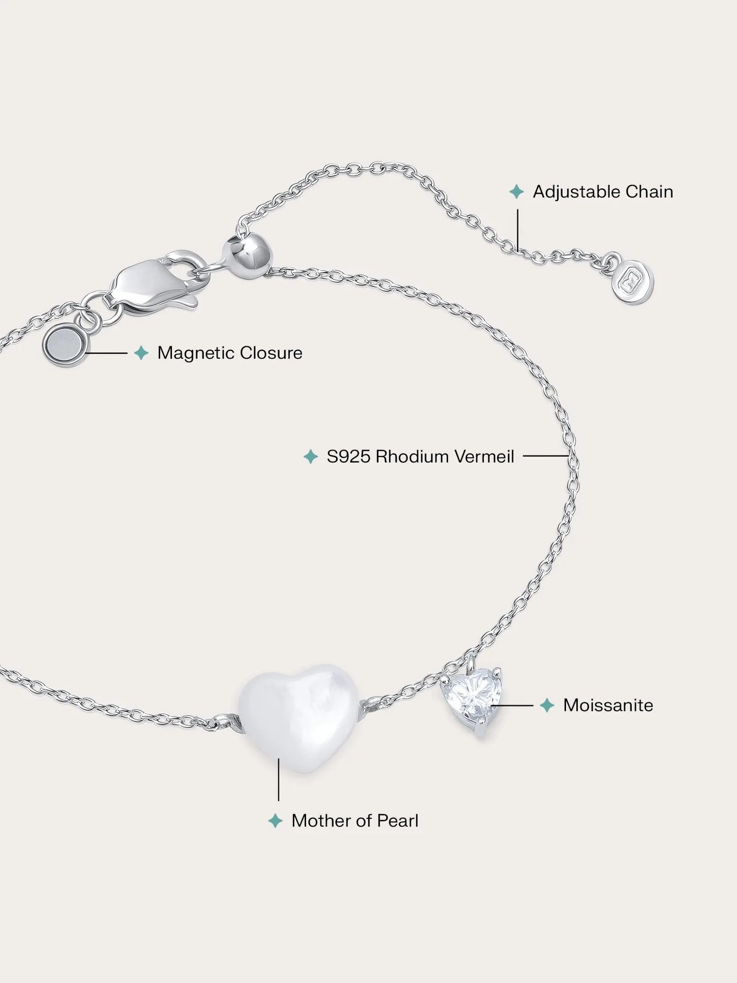 Puffy Heart Bracelet – Mother of Pearl