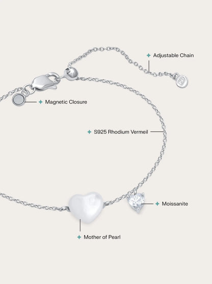 Puffy Heart Bracelet – Mother of Pearl