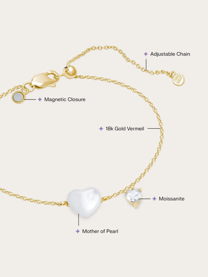 Puffy Heart Bracelet – Mother of Pearl