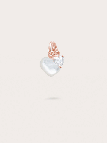 Puffy Heart Charm Set Mother of Pearl 18K Rose Gold – Mondays Made Flower & Birthstone Jewelry Singapore