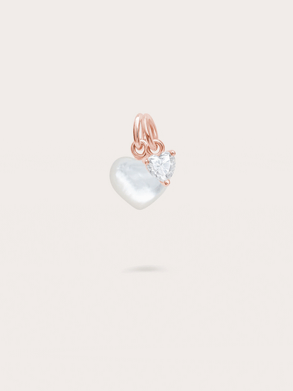 Puffy Heart Charm Set Mother of Pearl 18K Rose Gold – Mondays Made Flower & Birthstone Jewelry Singapore