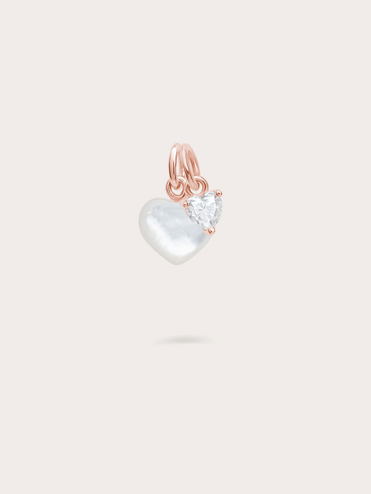 Puffy Heart Charm Set Mother of Pearl Rose Gold – Mondays Made Demi-Fine Flower & Gemstone Jewelry Singapore