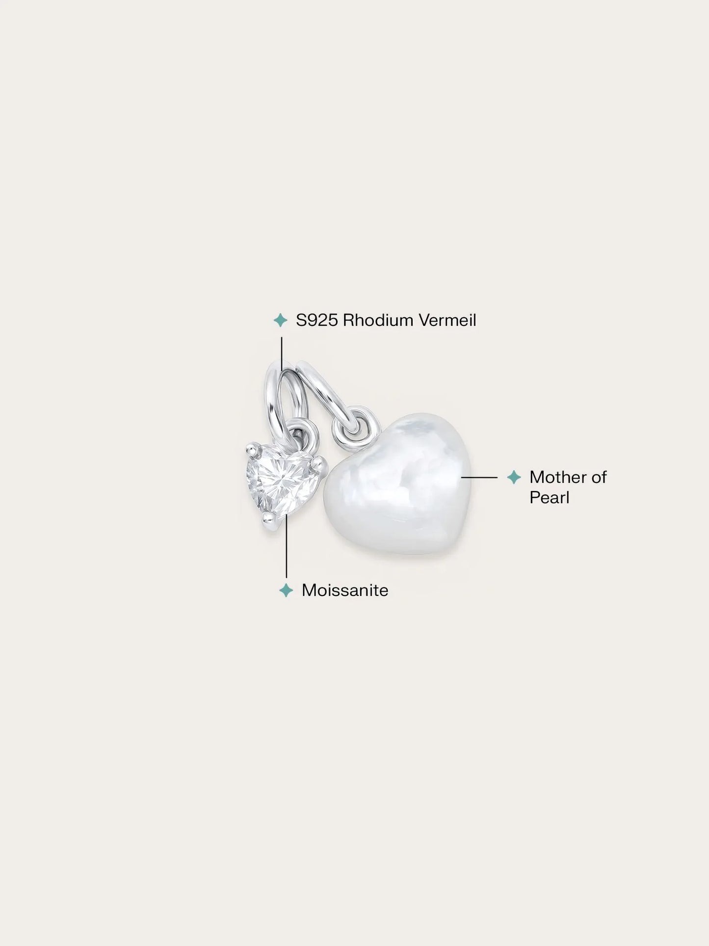 Puffy Heart Charm Set – Mother of Pearl