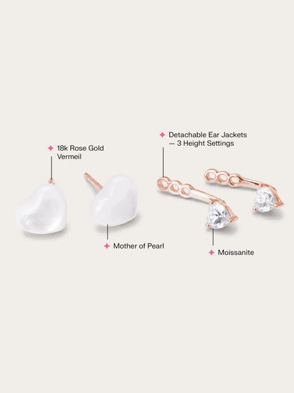 Puffy Heart Ear Jacket Earrings – Mother of Pearl