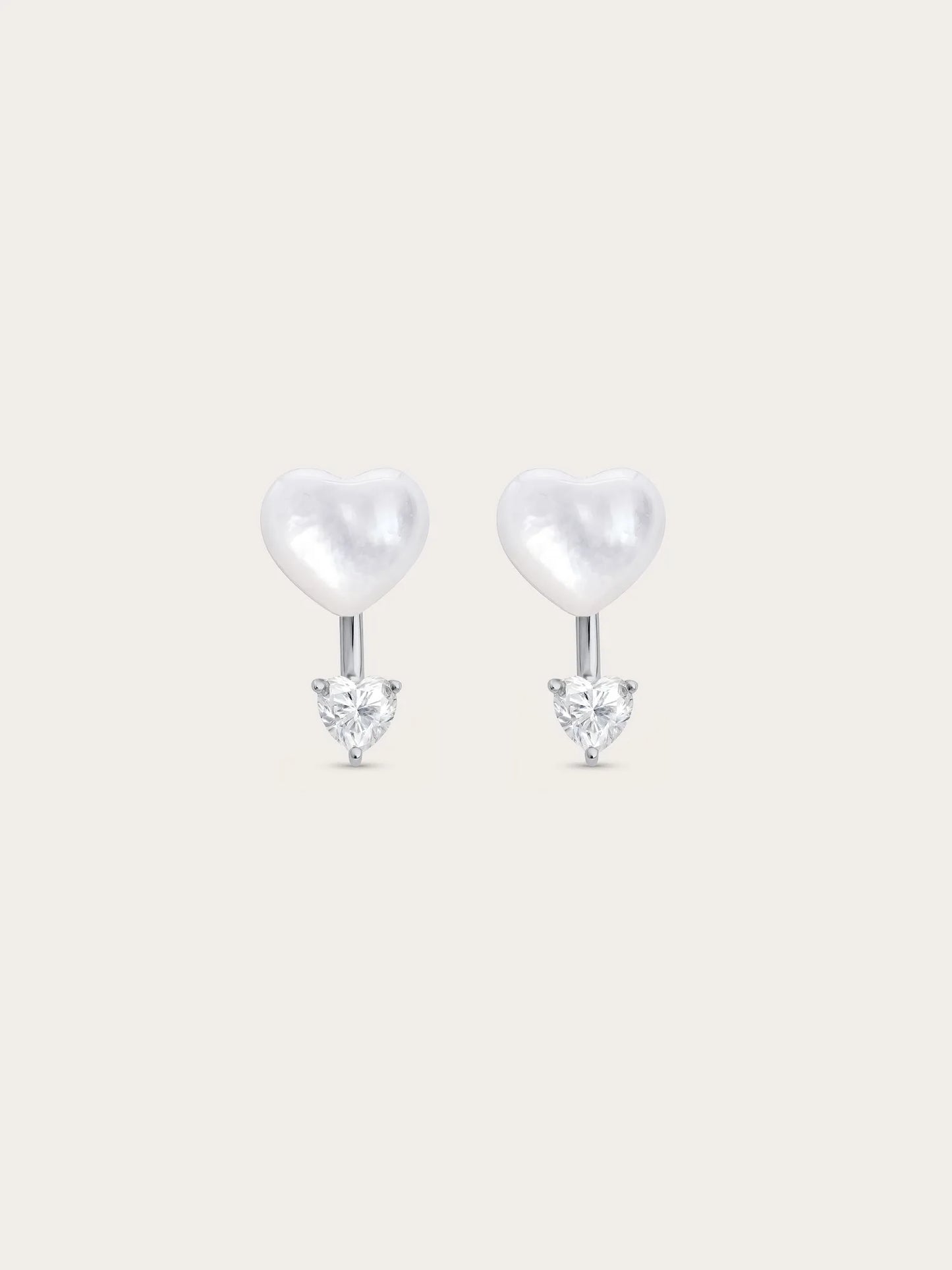 Puffy Heart Ear Jacket Earrings – Mother of Pearl