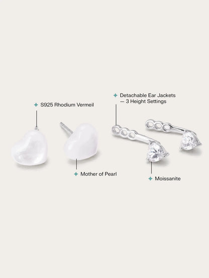 Puffy Heart Ear Jacket Earrings – Mother of Pearl