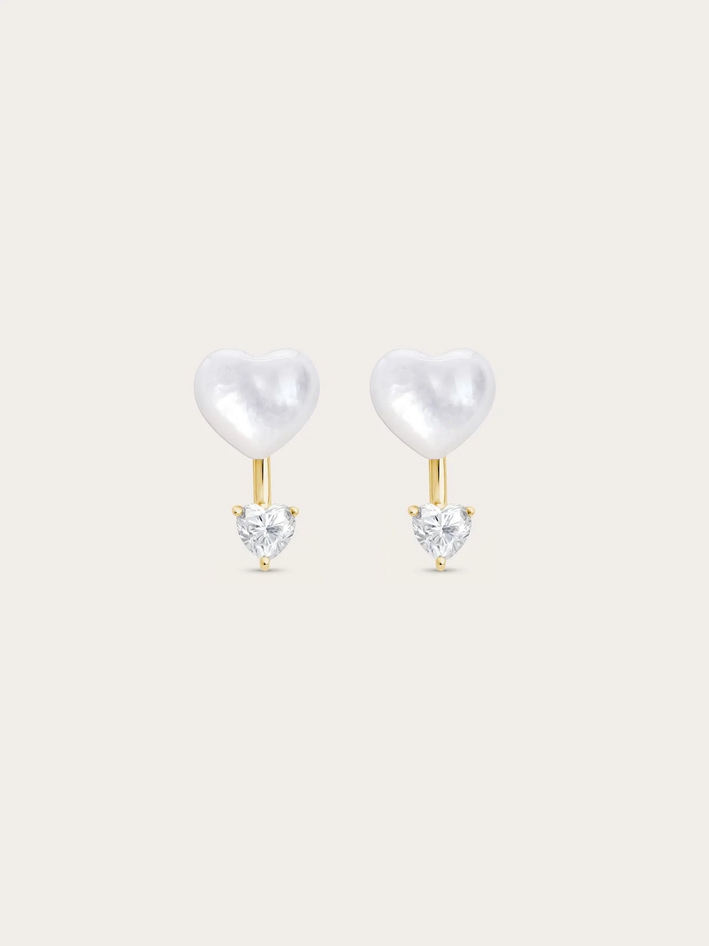 Puffy Heart Ear Jacket Earrings – Mother of Pearl
