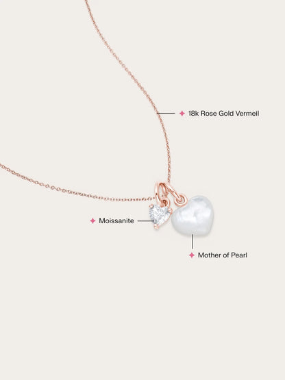 Puffy Heart Necklace Set – Mother of Pearl