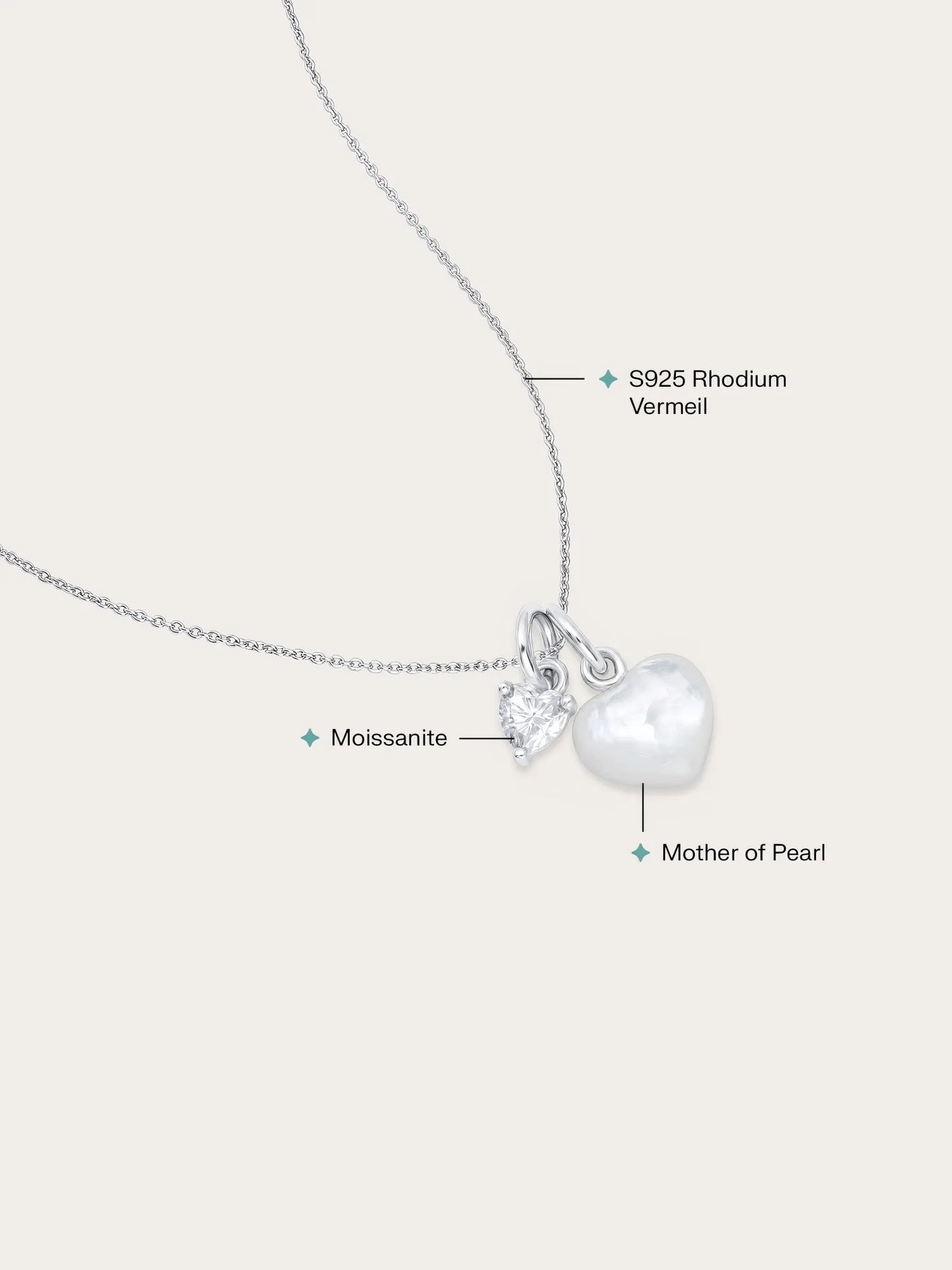 Puffy Heart Necklace Set – Mother of Pearl