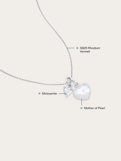 Puffy Heart Necklace Set – Mother of Pearl