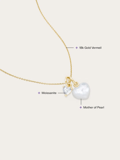 Puffy Heart Necklace Set – Mother of Pearl