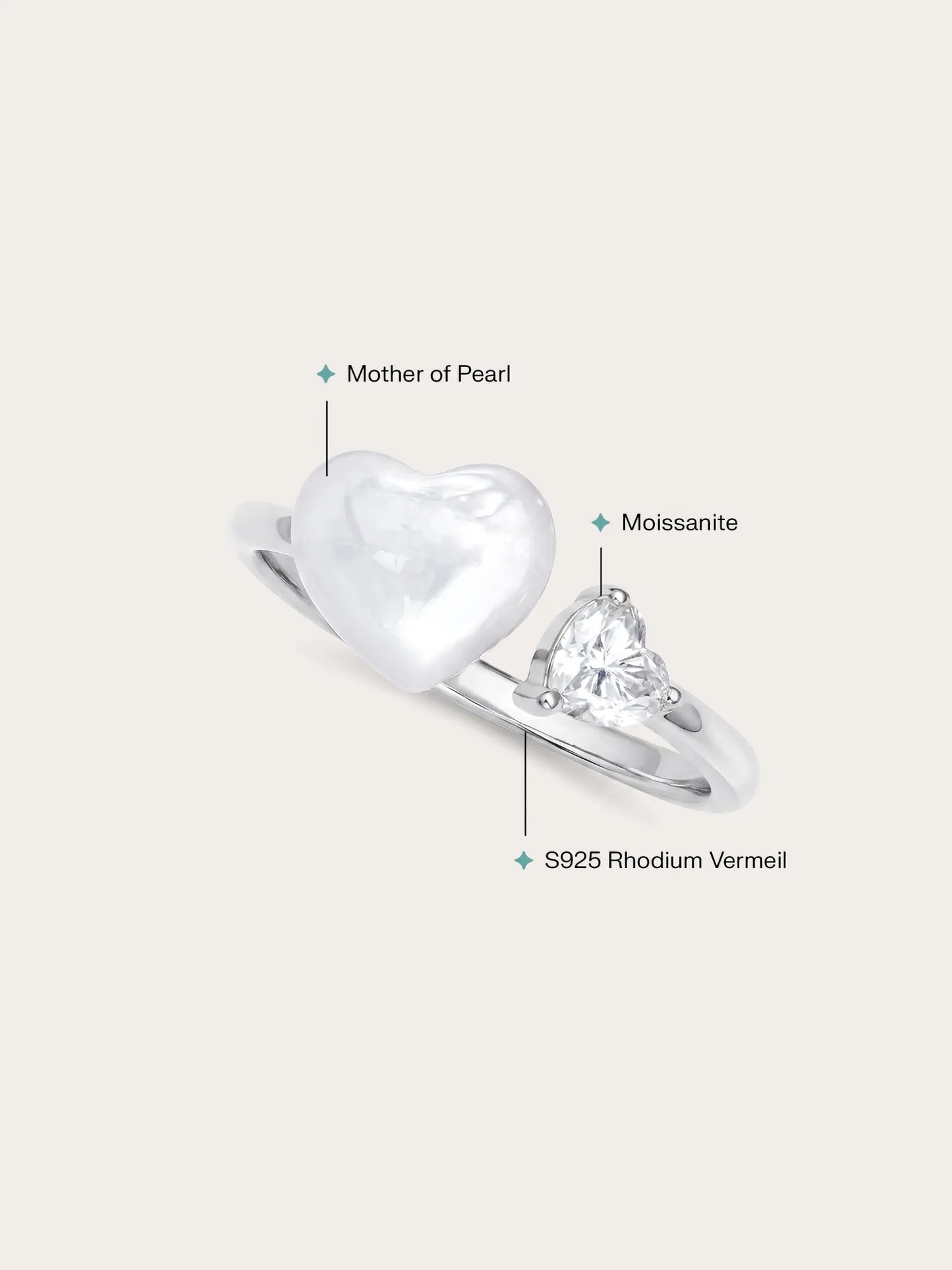Puffy Heart Open Ring – Mother of Pearl