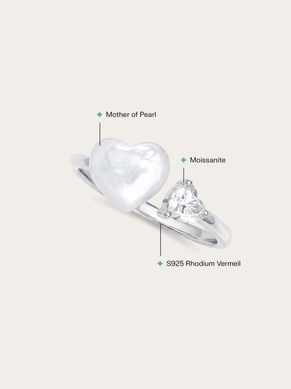 Puffy Heart Open Ring – Mother of Pearl