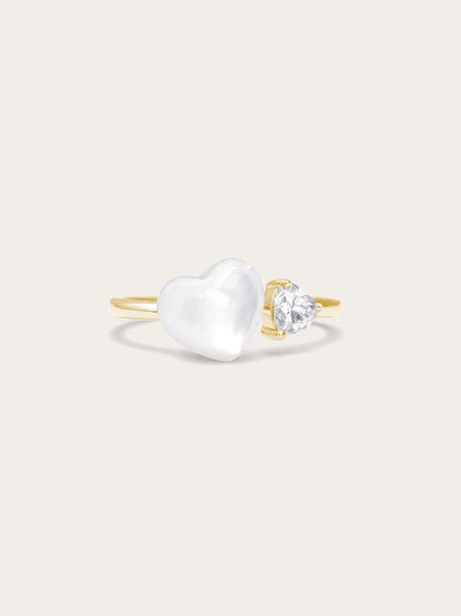 Puffy Heart Open Ring – Mother of Pearl