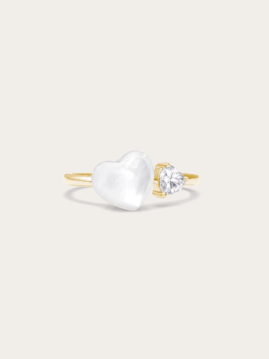 Puffy Heart Open Ring – Mother of Pearl