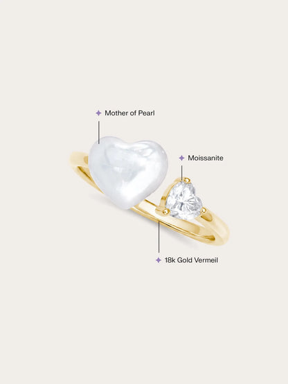 Puffy Heart Open Ring – Mother of Pearl