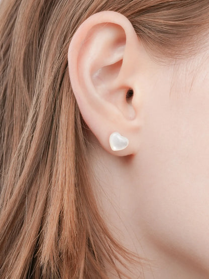 Puffy Heart Stud Earrings Mother Of Pearl (1) – Mondays Made Flower & Birthstone Jewelry Singapore