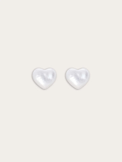 Puffy Heart Stud Earrings – Mother of Pearl
