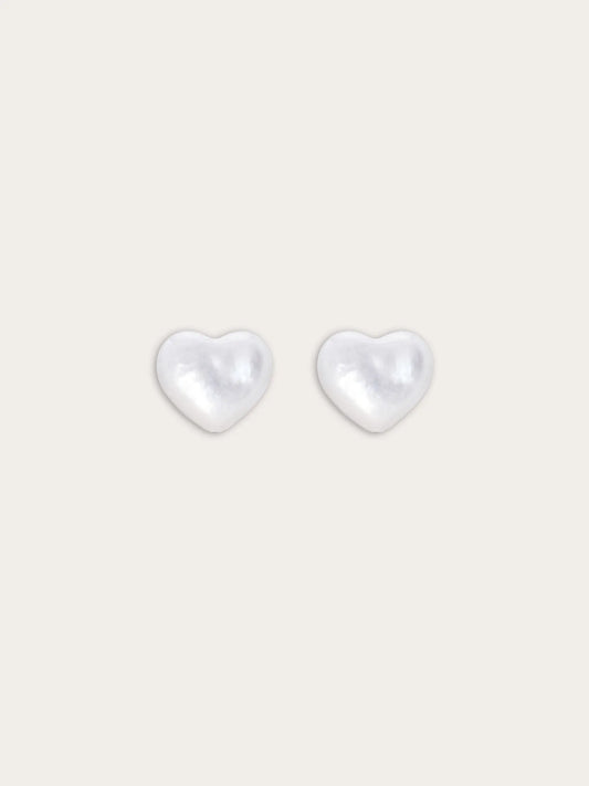 Puffy Heart Stud Earrings – Mother of Pearl
