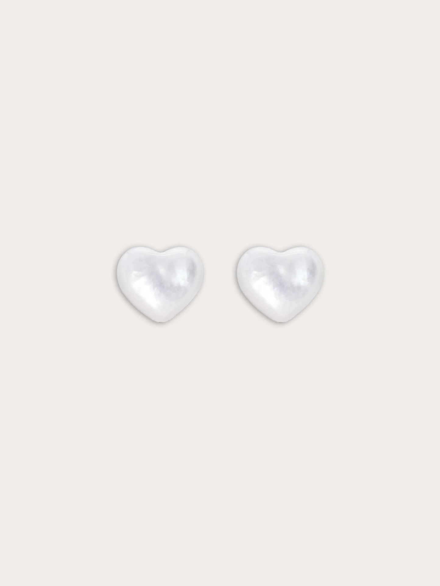 Puffy Heart Stud Earrings – Mother of Pearl