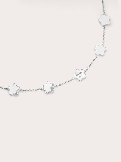 Puffy Sakura Mother Of Pearl Bracelet S925 Silver Rhodium (1) – Mondays Made Flower & Birthstone Jewelry Singapore