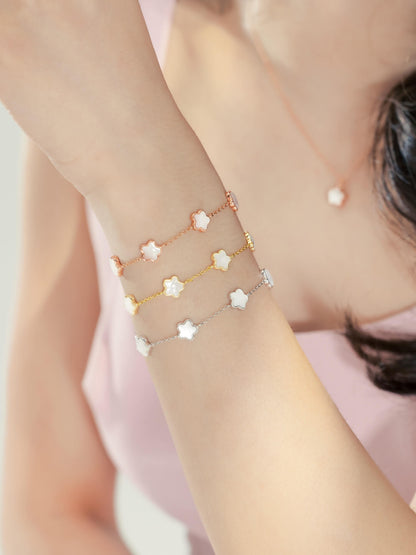 Puffy Sakura Mother Of Pearl Bracelet 18K Gold (6) – Mondays Made Flower & Birthstone Jewelry Singapore