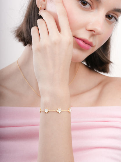 Puffy Sakura Mother Of Pearl Bracelet 18K Gold (2) – Mondays Made Flower & Birthstone Jewelry Singapore