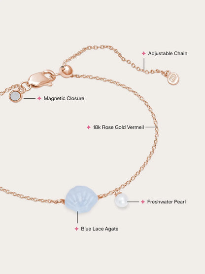 Puffy Seashell Bracelet – Blue Lace Agate