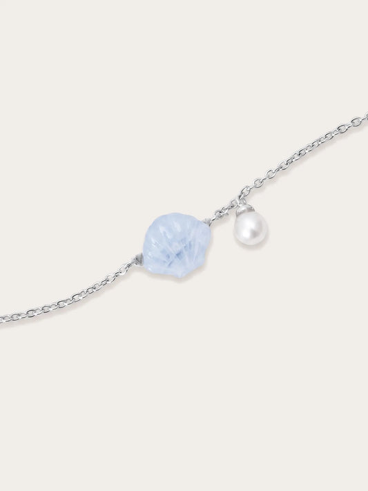 Puffy Seashell Bracelet – Blue Lace Agate