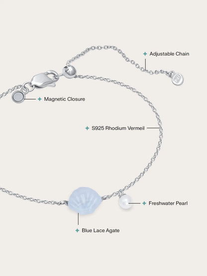 Puffy Seashell Bracelet – Blue Lace Agate