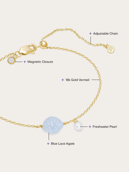 Puffy Seashell Bracelet – Blue Lace Agate