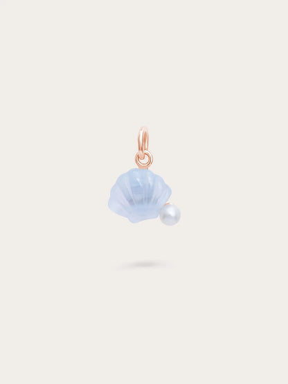Puffy Seashell Charm – Blue Lace Agate
