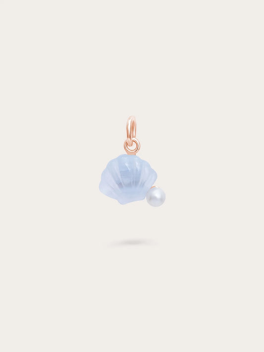 Puffy Seashell Charm – Blue Lace Agate