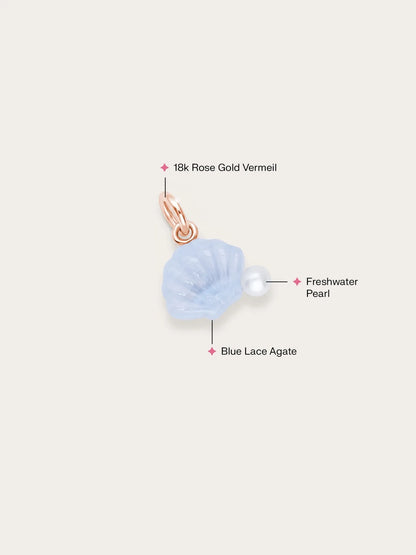 Puffy Seashell Charm – Blue Lace Agate