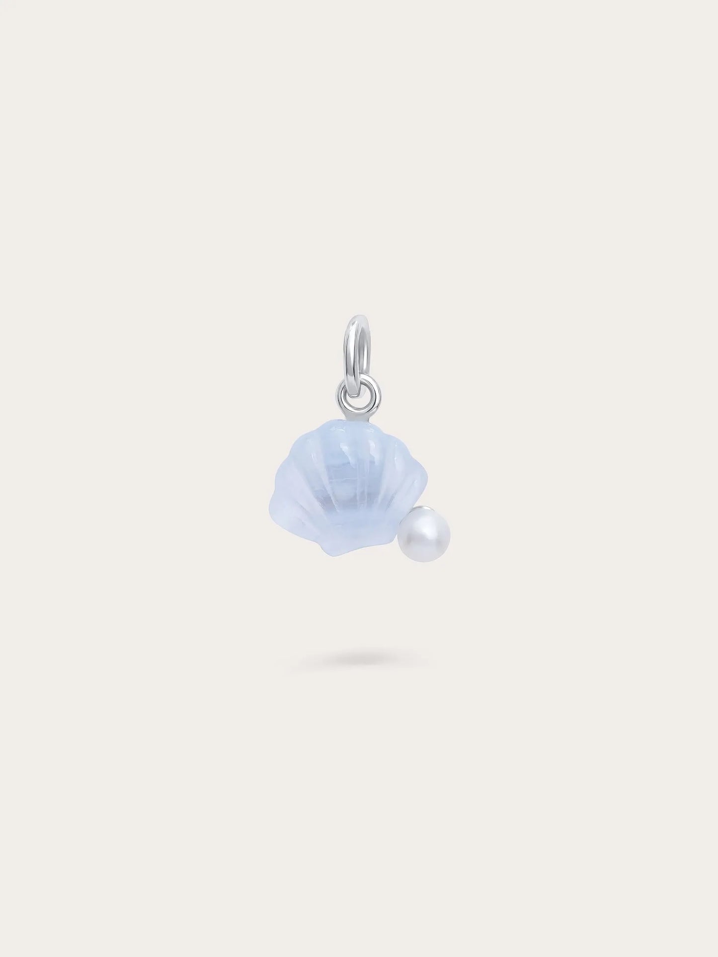 Puffy Seashell Charm – Blue Lace Agate