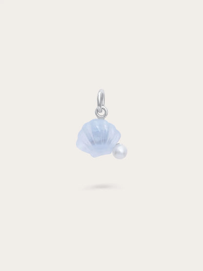 Puffy Seashell Charm – Blue Lace Agate