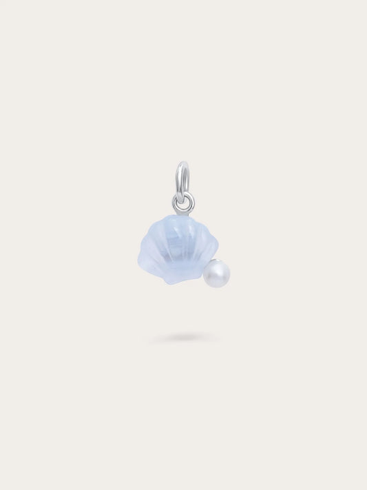 Puffy Seashell Charm – Blue Lace Agate